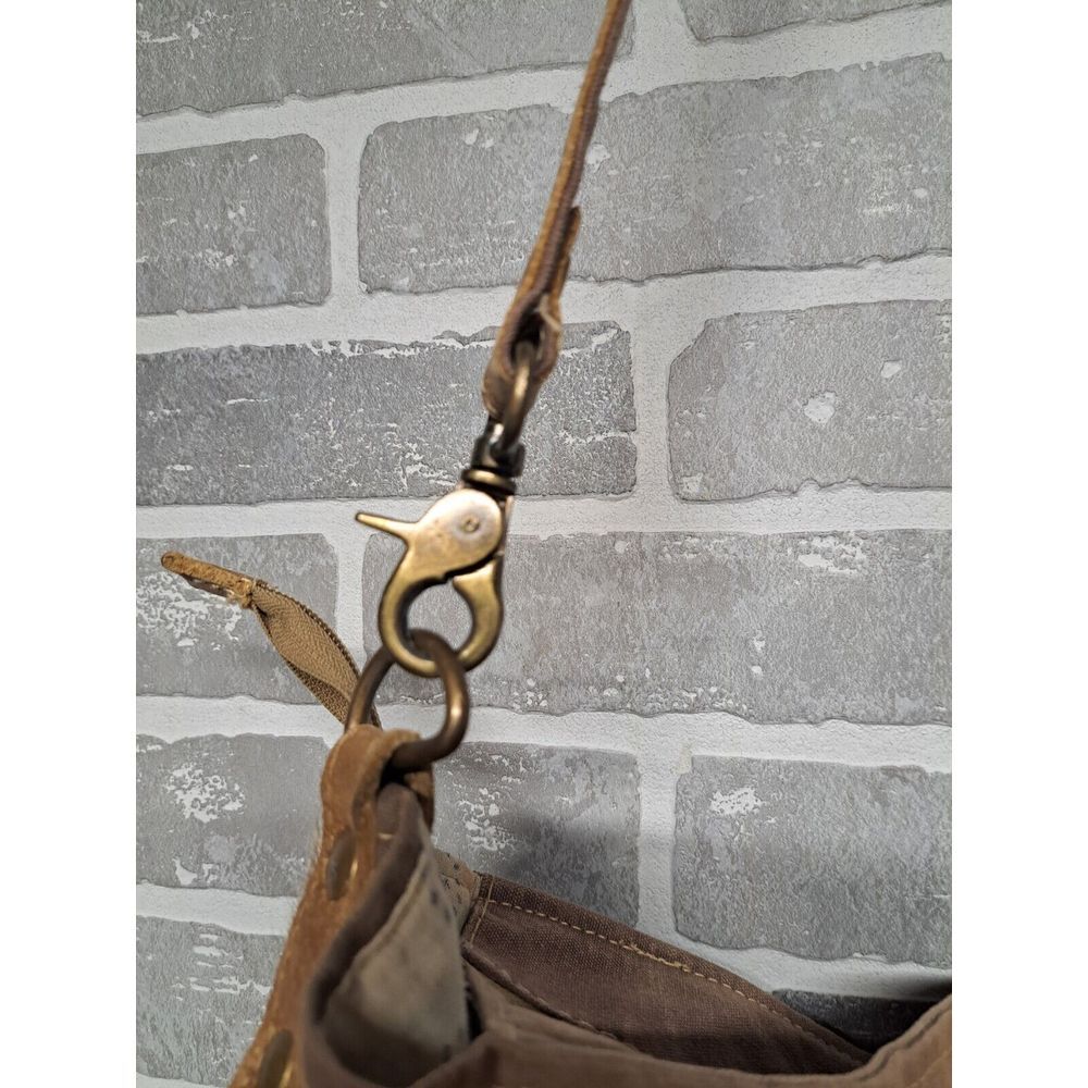 Myra Bag Women Ace Opcycled Canvas & Cowhide Messenger Large Crossbody Bag - Picture 16 of 16